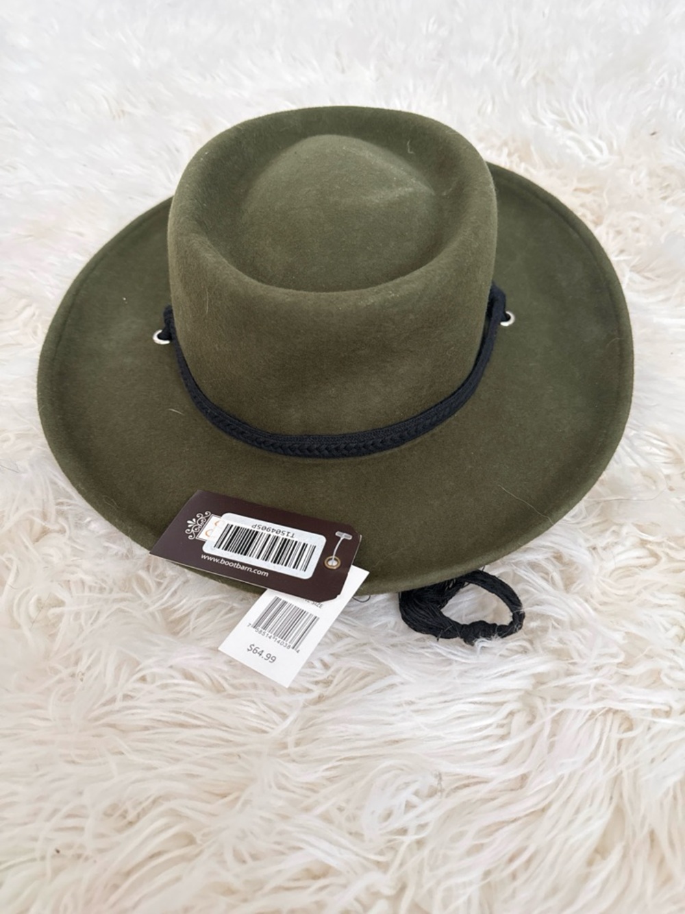 Shyanne Olive Green Ranch Hat with Brown Trim